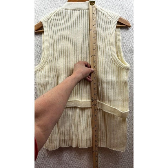 Fashion Wagon Vintage Sweater Vest Women XL Cream Belted Cable Knit Cottagecore - Picture 7 of 7